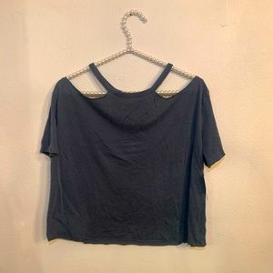 Gray cold shoulder top